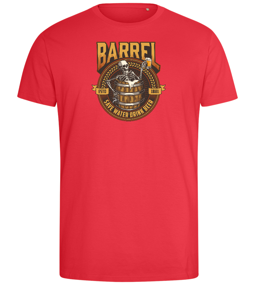 Save Water Drink Beer Barrel Design - Comfort men's fitted t-shirt_BRIGHT RED_front