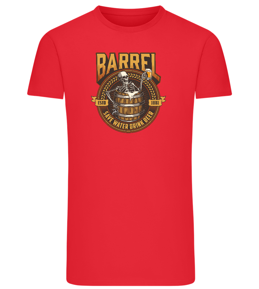 Save Water Drink Beer Barrel Design - Comfort men's fitted t-shirt_BRIGHT RED_front