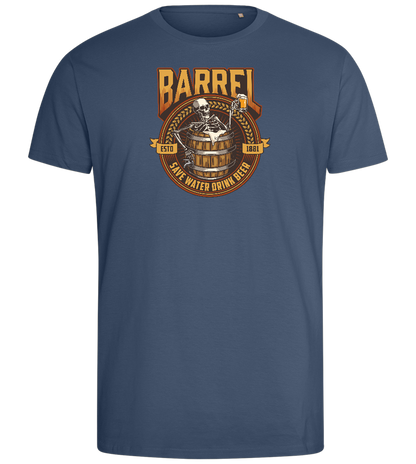 Save Water Drink Beer Barrel Design - Comfort men's fitted t-shirt_DENIM_front