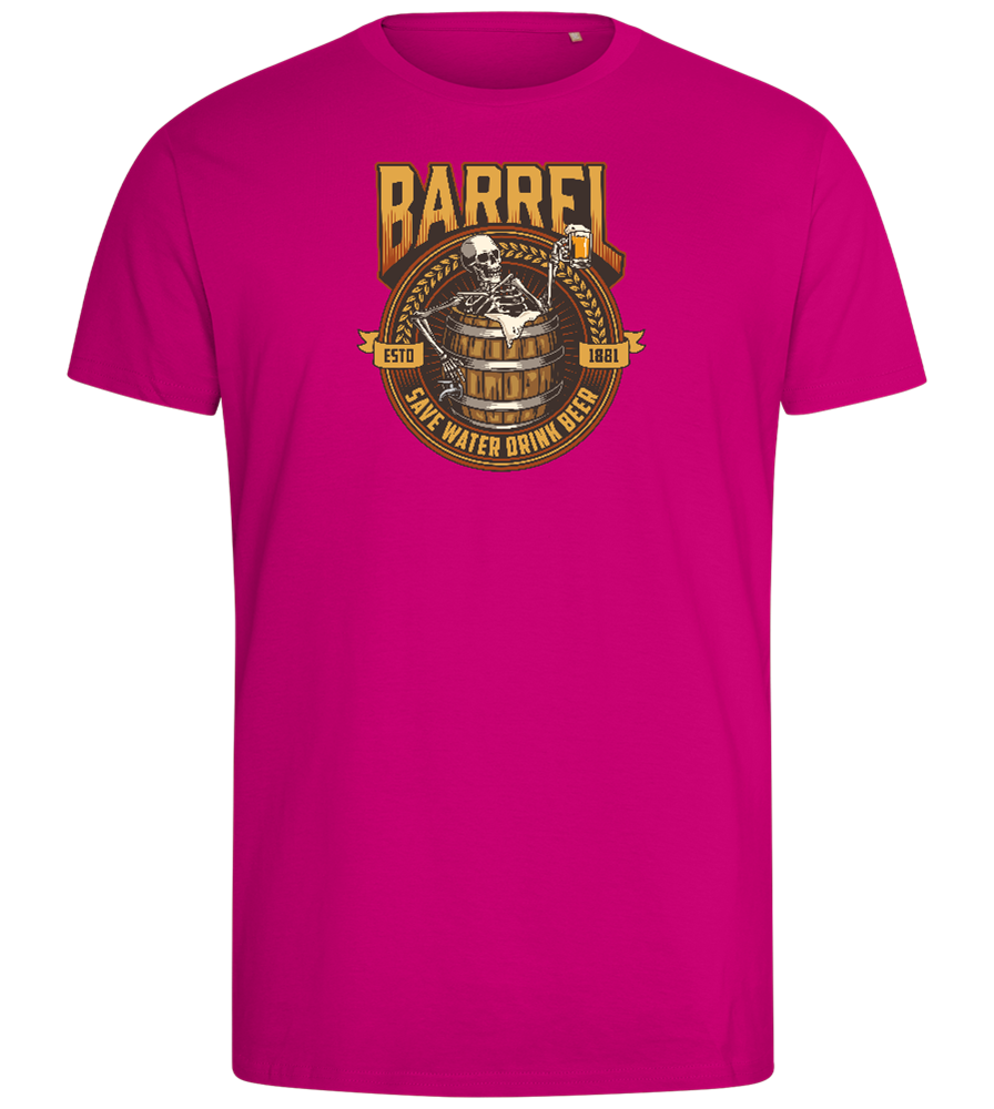 Save Water Drink Beer Barrel Design - Comfort men's fitted t-shirt_FUCHSIA_front