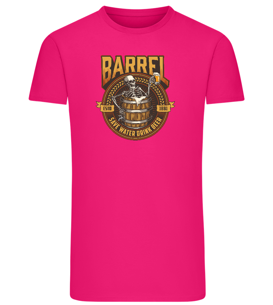 Save Water Drink Beer Barrel Design - Comfort men's fitted t-shirt_FUCHSIA_front