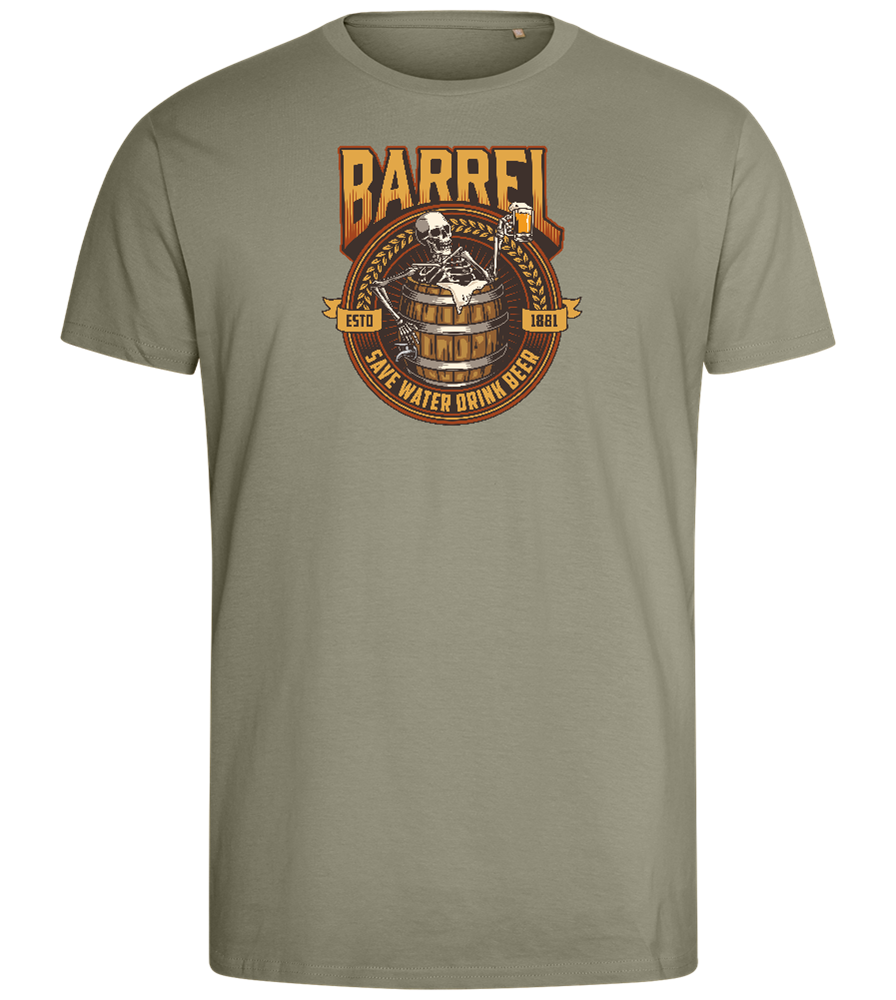 Save Water Drink Beer Barrel Design - Comfort men's fitted t-shirt_KHAKI_front