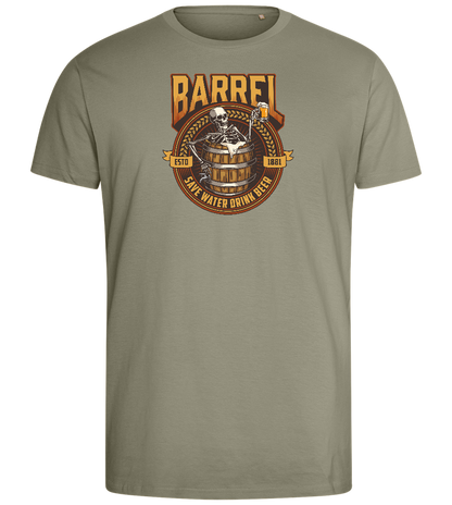 Save Water Drink Beer Barrel Design - Comfort men's fitted t-shirt_KHAKI_front