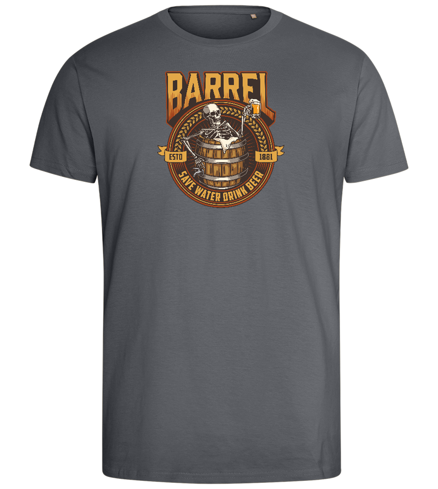 Save Water Drink Beer Barrel Design - Comfort men's fitted t-shirt_MOUSE GREY_front