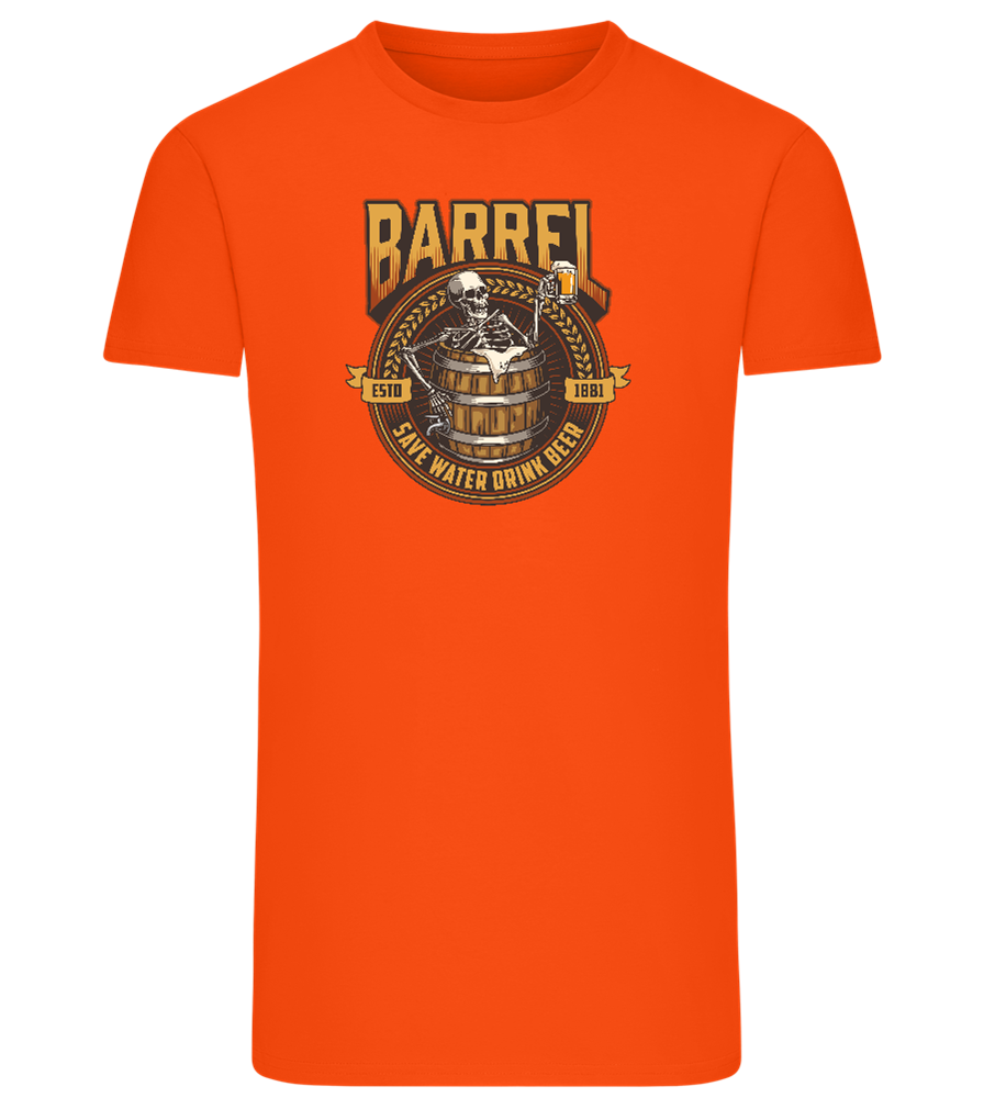 Save Water Drink Beer Barrel Design - Comfort men's fitted t-shirt_ORANGE_front