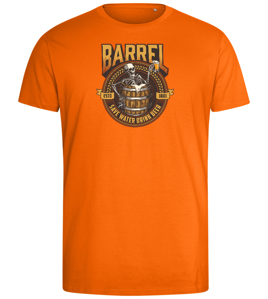 Save Water Drink Beer Barrel Design - Comfort men's fitted t-shirt_ORANGE_front