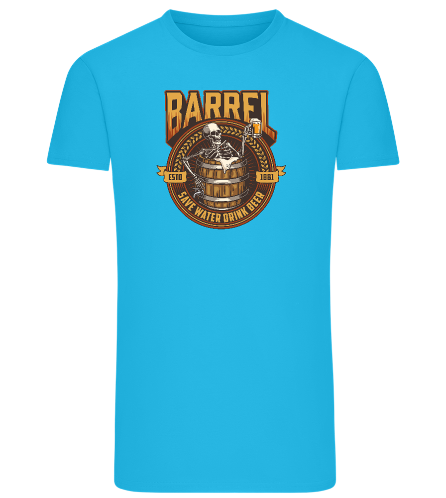 Save Water Drink Beer Barrel Design - Comfort men's fitted t-shirt_TURQUOISE_front