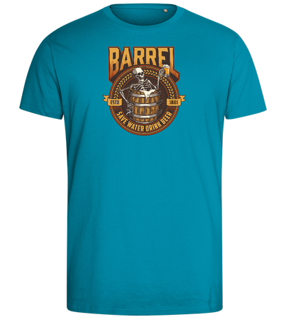 Save Water Drink Beer Barrel Design - Comfort men's fitted t-shirt_TURQUOISE_front