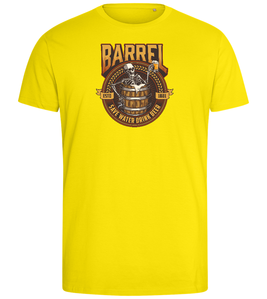 Save Water Drink Beer Barrel Design - Comfort men's fitted t-shirt_YELLOW_front