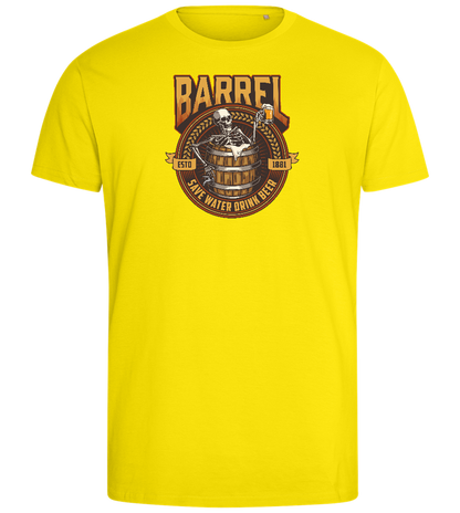 Save Water Drink Beer Barrel Design - Comfort men's fitted t-shirt_YELLOW_front