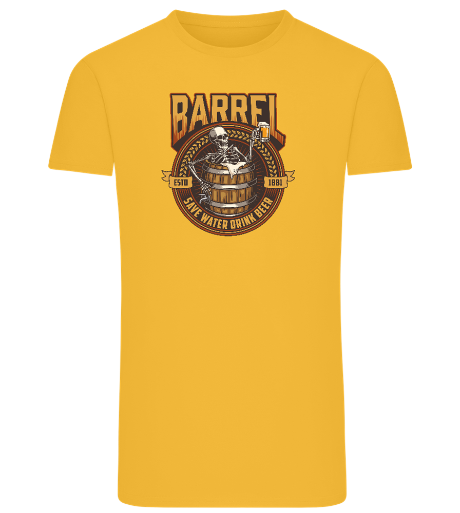 Save Water Drink Beer Barrel Design - Comfort men's fitted t-shirt_YELLOW_front