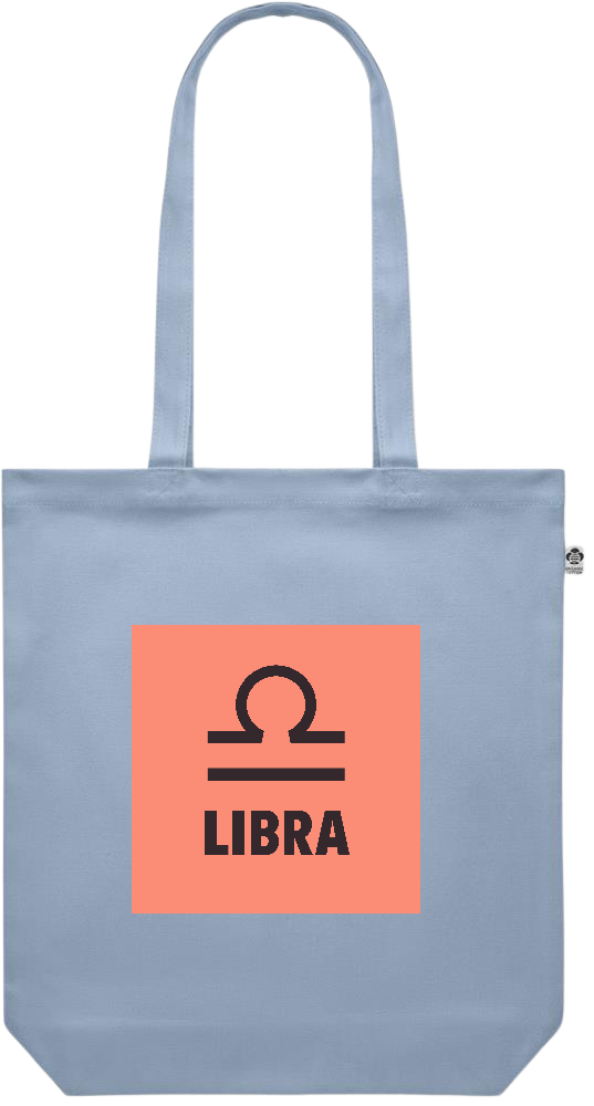 Zodiac Libra Design - Premium colored organic canvas shopping bag_BABY BLUE_front