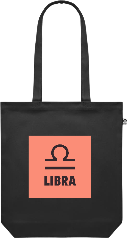 Zodiac Libra Design - Premium colored organic canvas shopping bag_BLACK_front