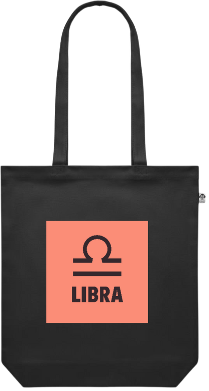 Zodiac Libra Design - Premium colored organic canvas shopping bag_BLACK_front