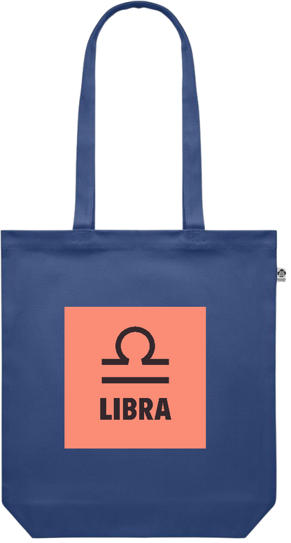 Zodiac Libra Design - Premium colored organic canvas shopping bag_BLUE_front