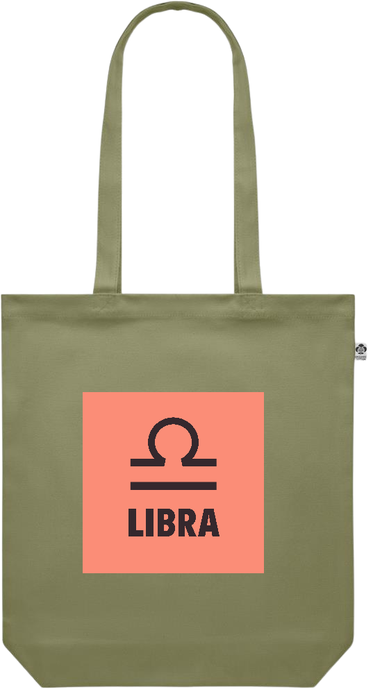 Zodiac Libra Design - Premium colored organic canvas shopping bag_GREEN_front