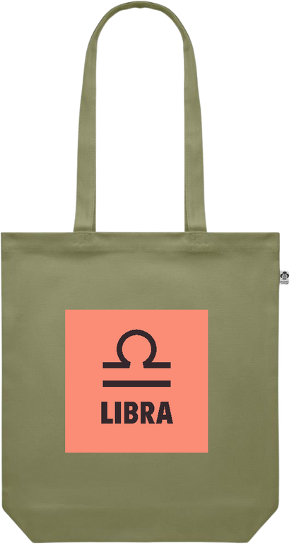 Zodiac Libra Design - Premium colored organic canvas shopping bag_GREEN_front