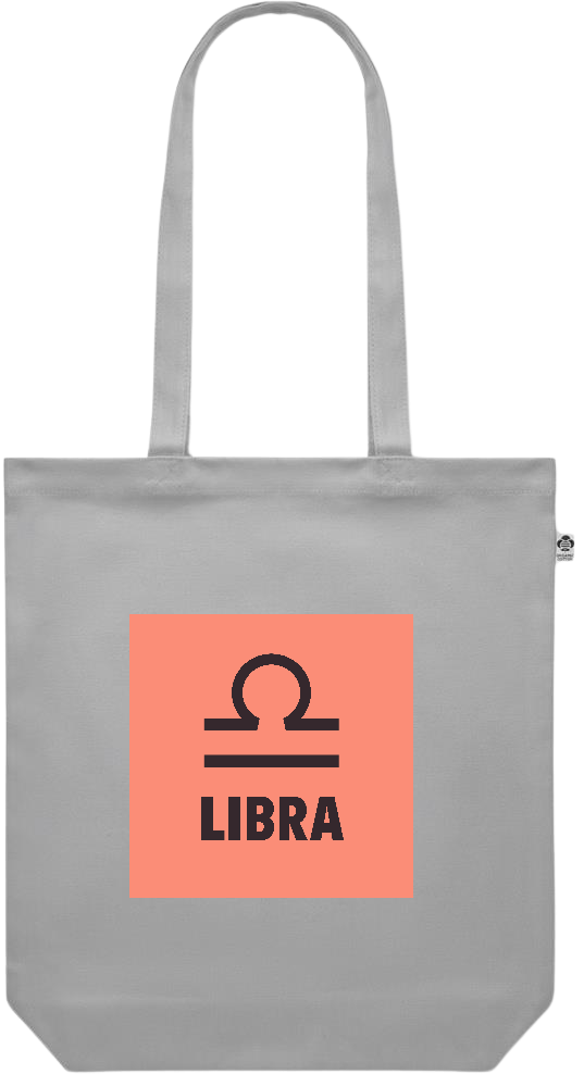 Zodiac Libra Design - Premium colored organic canvas shopping bag_GREY_front