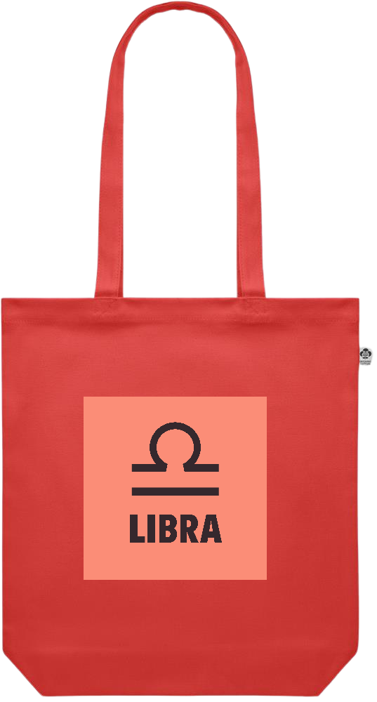 Zodiac Libra Design - Premium colored organic canvas shopping bag_RED_front