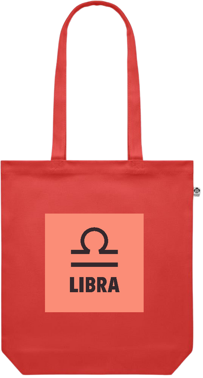 Zodiac Libra Design - Premium colored organic canvas shopping bag_RED_front