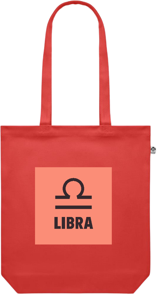 Zodiac Libra Design - Premium colored organic canvas shopping bag_RED_front