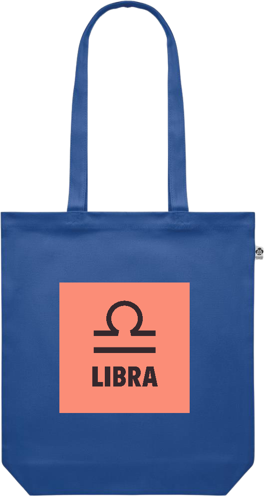 Zodiac Libra Design - Premium colored organic canvas shopping bag_ROYAL BLUE_front