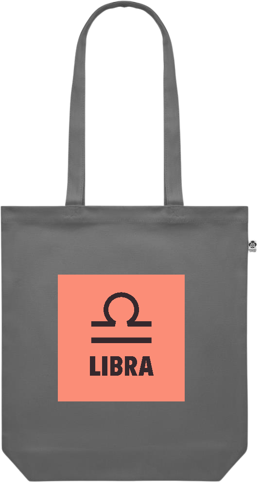 Zodiac Libra Design - Premium colored organic canvas shopping bag_STONE GREY_front