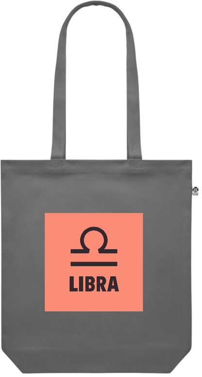 Zodiac Libra Design - Premium colored organic canvas shopping bag_STONE GREY_front