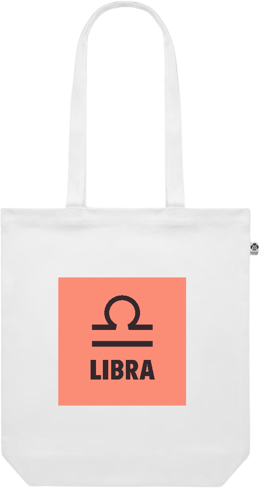 Zodiac Libra Design - Premium colored organic canvas shopping bag_WHITE_front