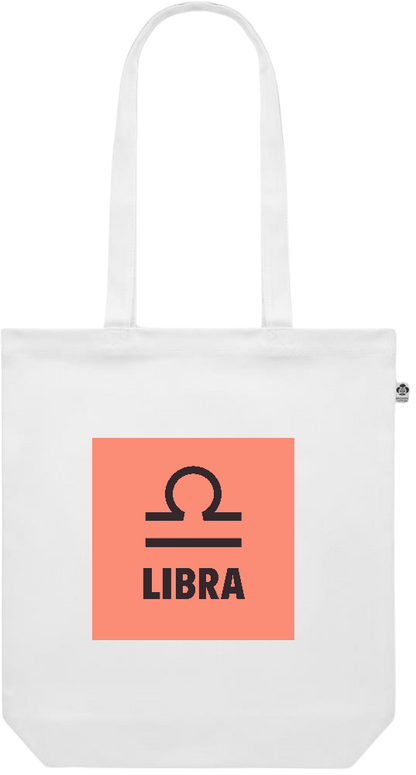 Zodiac Libra Design - Premium colored organic canvas shopping bag_WHITE_front