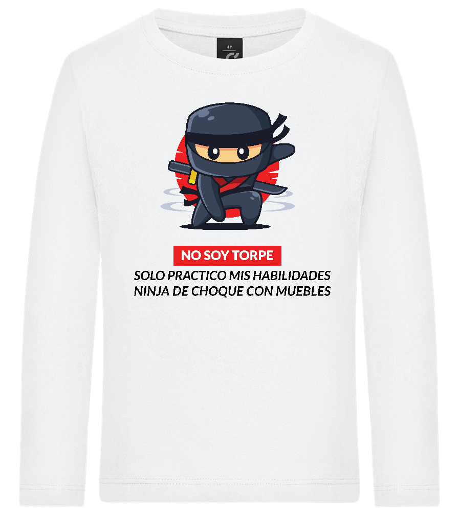 Ninja Design - Premium kids long sleeve t-shirt_WHITE_front