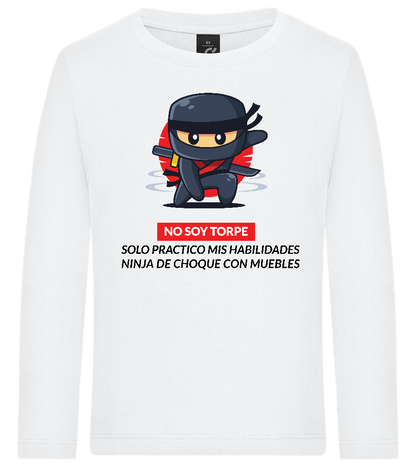 Ninja Design - Premium kids long sleeve t-shirt_WHITE_front