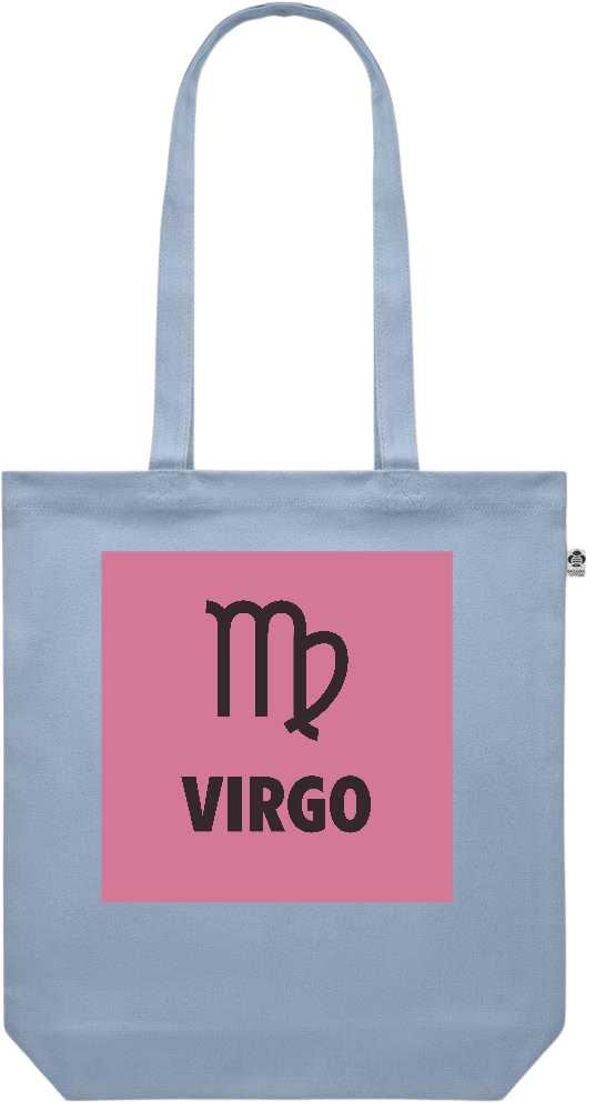 Zodiac Virgo Design - Premium colored organic canvas shopping bag_BABY BLUE_front