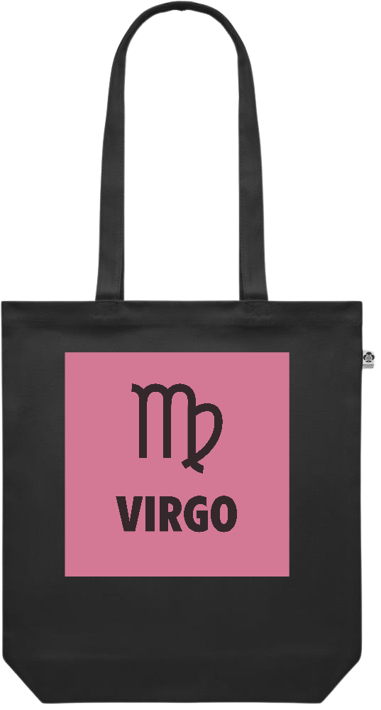 Zodiac Virgo Design - Premium colored organic canvas shopping bag_BLACK_front