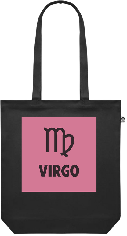 Zodiac Virgo Design - Premium colored organic canvas shopping bag_BLACK_front