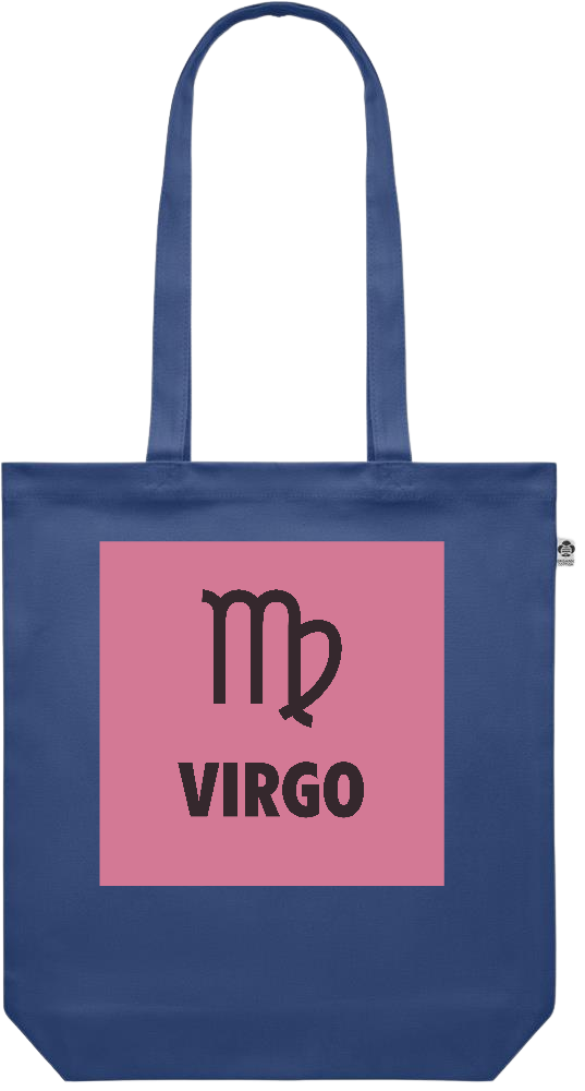 Zodiac Virgo Design - Premium colored organic canvas shopping bag_BLUE_front