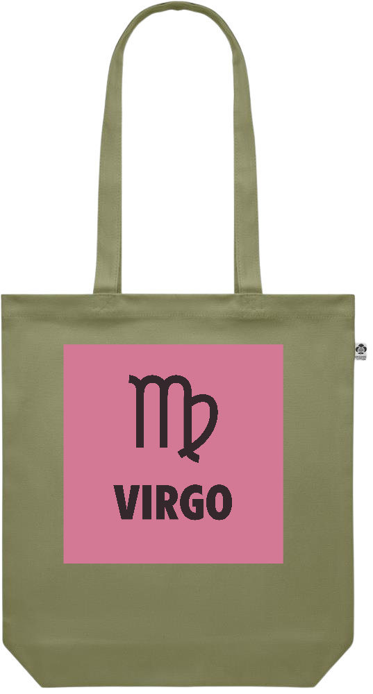 Zodiac Virgo Design - Premium colored organic canvas shopping bag_GREEN_front