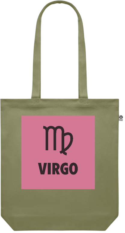 Zodiac Virgo Design - Premium colored organic canvas shopping bag_GREEN_front