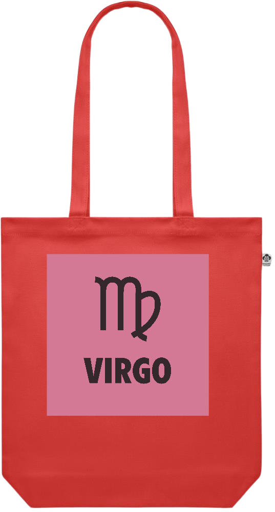 Zodiac Virgo Design - Premium colored organic canvas shopping bag_RED_front