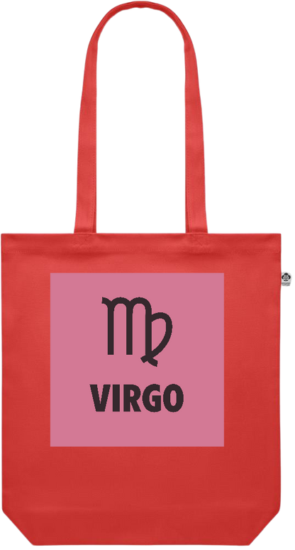 Zodiac Virgo Design - Premium colored organic canvas shopping bag_RED_front