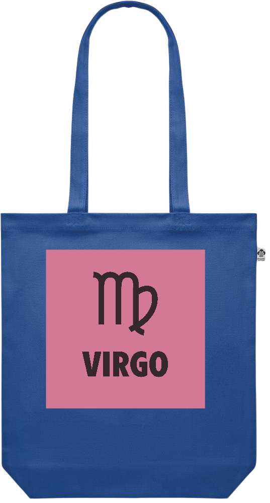 Zodiac Virgo Design - Premium colored organic canvas shopping bag_ROYAL BLUE_front