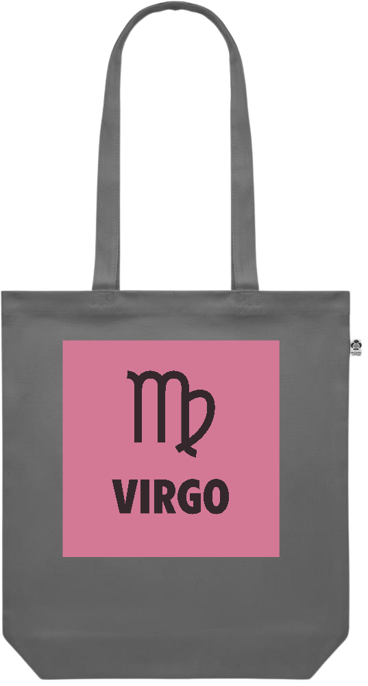 Zodiac Virgo Design - Premium colored organic canvas shopping bag_STONE GREY_front