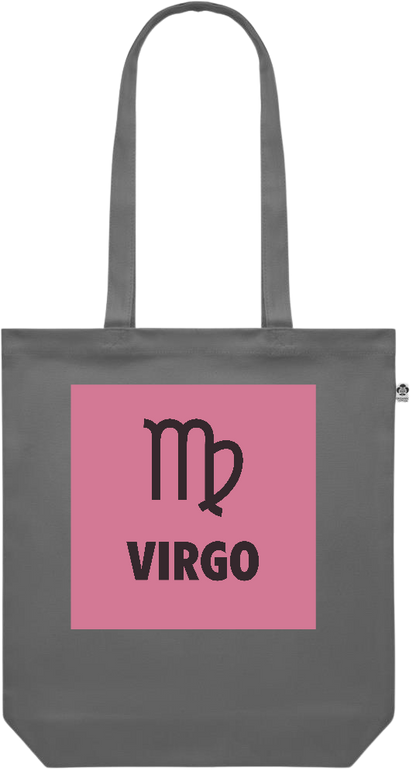 Zodiac Virgo Design - Premium colored organic canvas shopping bag_STONE GREY_front