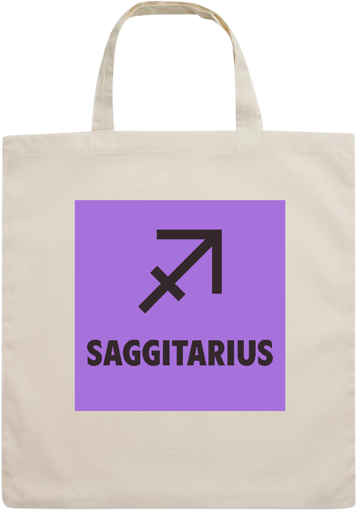 Zodiac Saggitarius Design - Essential short handle cotton tote bag_BEIGE_front