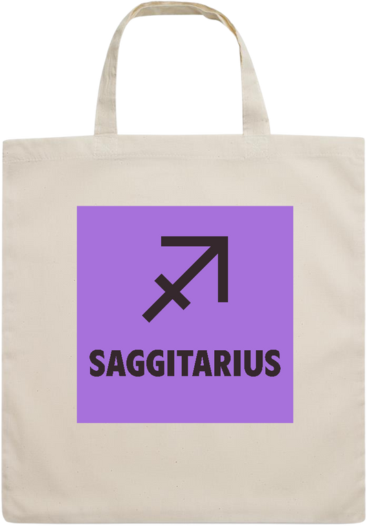 Zodiac Saggitarius Design - Essential short handle cotton tote bag_BEIGE_front