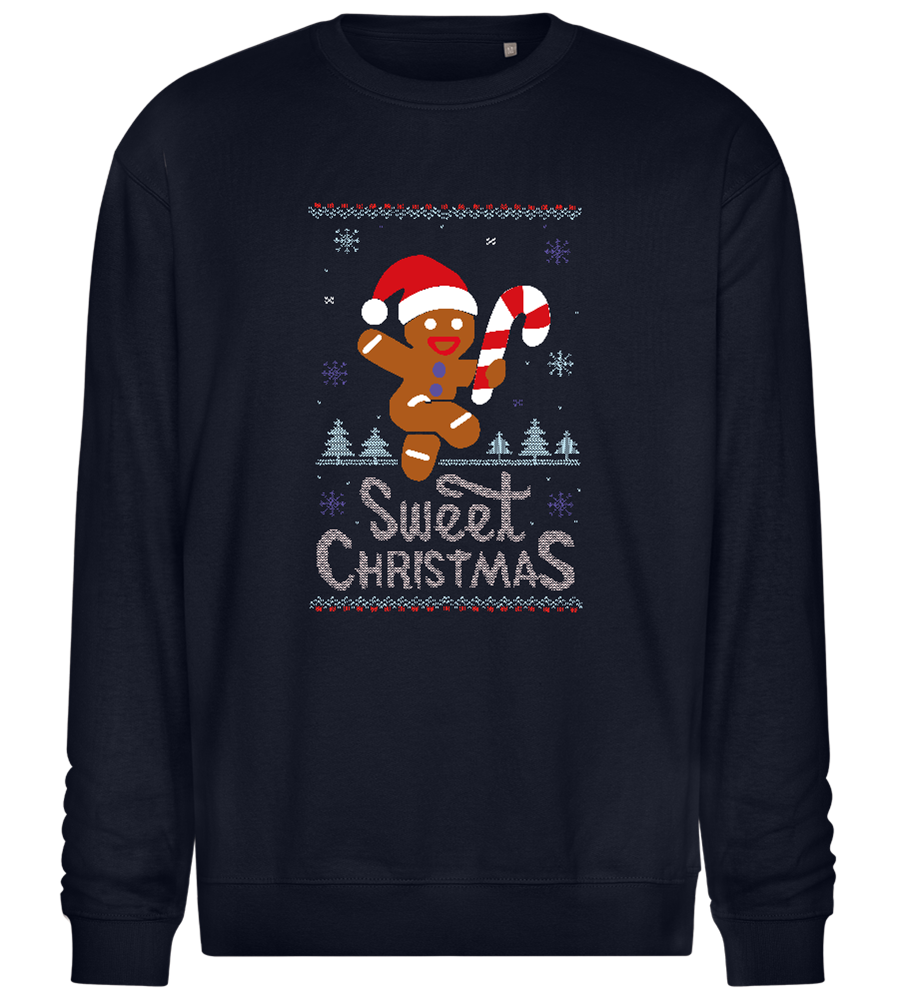 Gingerbread Man Design - Comfort Essential Unisex Sweater_FRENCH NAVY_front