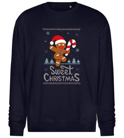 Gingerbread Man Design - Comfort Essential Unisex Sweater_FRENCH NAVY_front