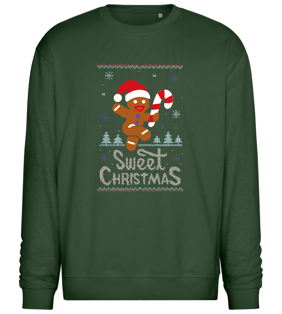 Gingerbread Man Design - Comfort Essential Unisex Sweater_GREEN BOTTLE_front