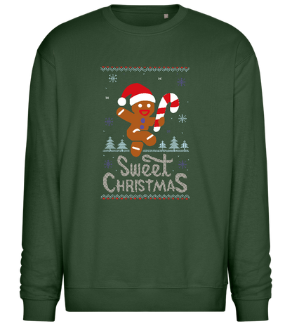 Gingerbread Man Design - Comfort Essential Unisex Sweater_GREEN BOTTLE_front