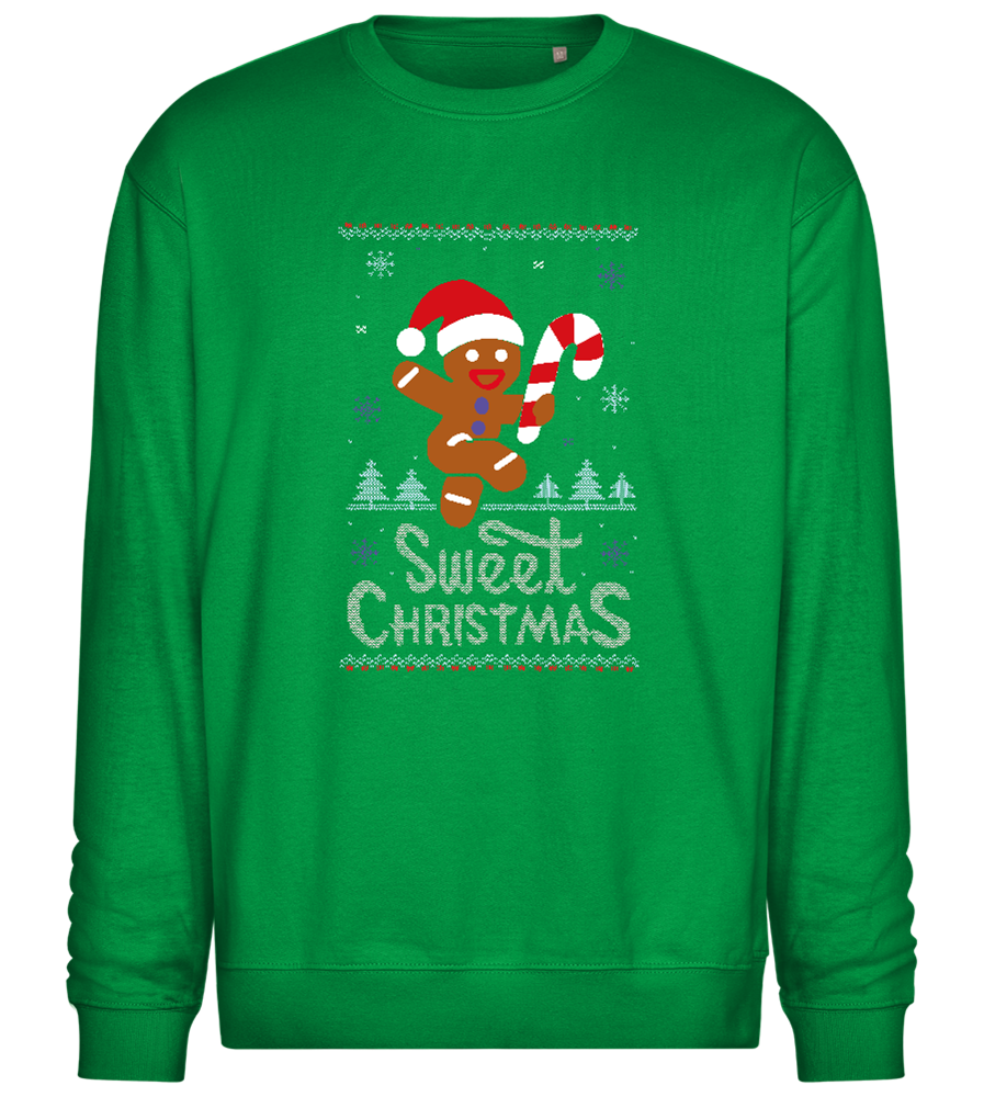 Gingerbread Man Design - Comfort Essential Unisex Sweater_MEADOW GREEN_front